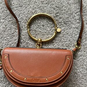 Chloe Tan Crossbody Bag with Gold Accents
